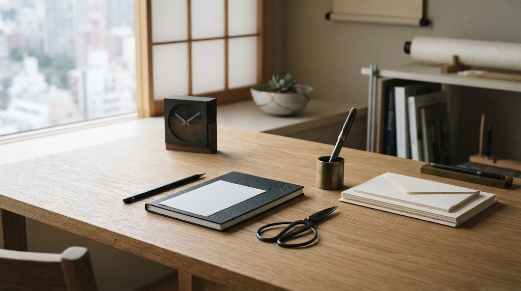 Craft Design Technology stationery in a minimalist Japanese workspace