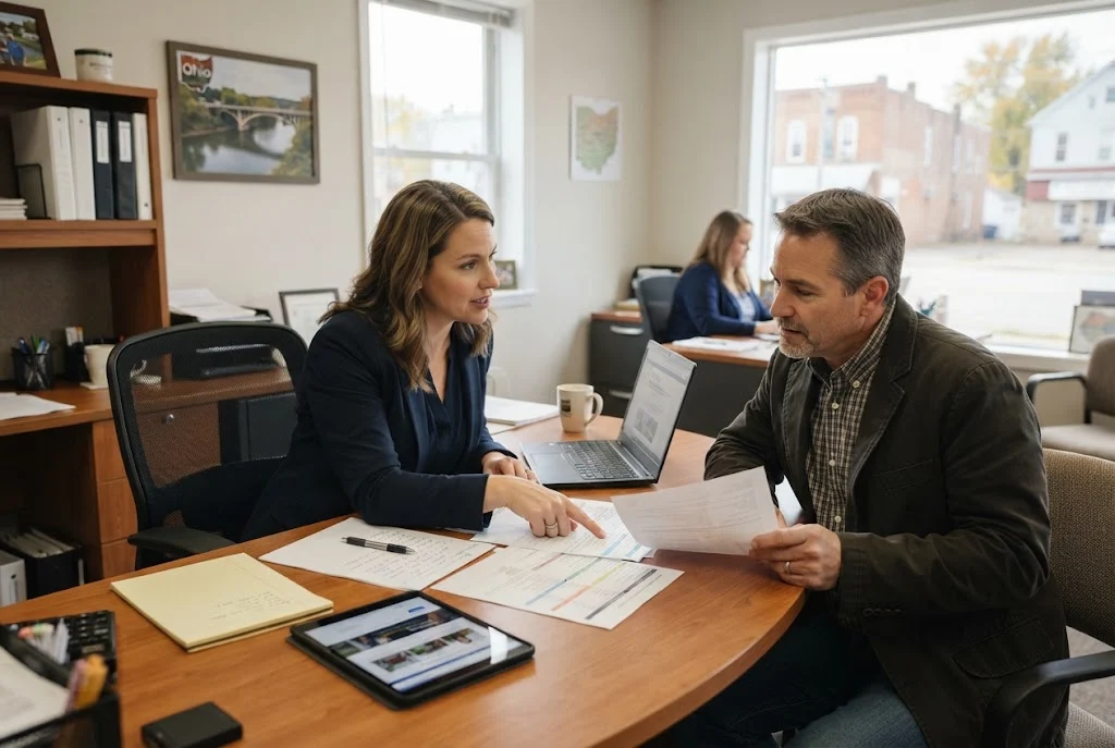 Insurance advisor discussing coverage options with an Ohio client