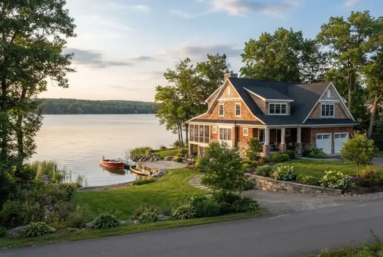 Residential home near the shoreline of Chautauqua Lake in Bemus Point, New York