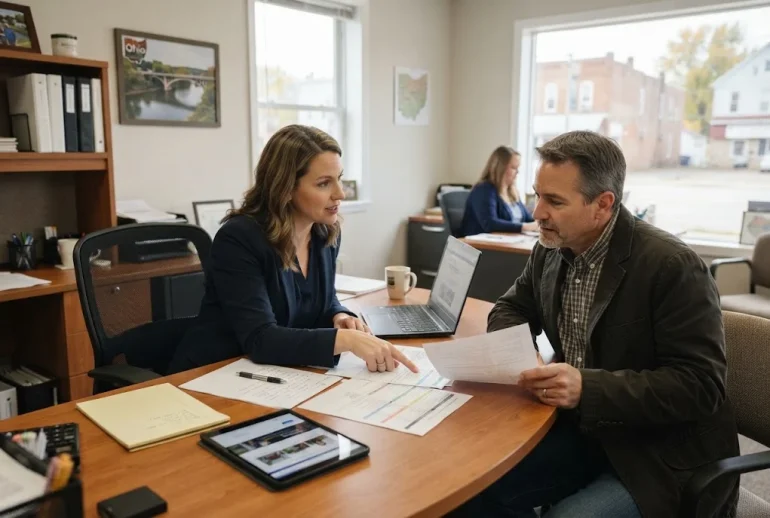 Insurance advisor discussing coverage options with an Ohio client
